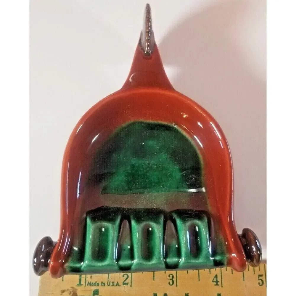 Vintage Green and Brown Spur Ashtray with Handle, Mid-Century Modern Farmhouse